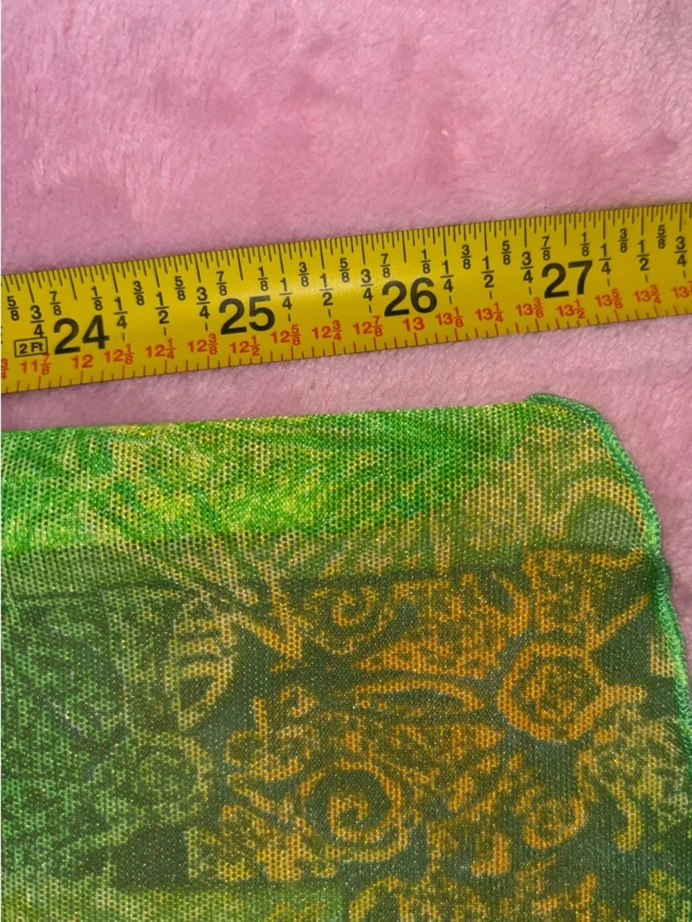 Vintage Endless Sun Green Sheer Mesh Top Patchwork Print Size Small